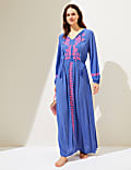 Embroidered V-Neck Maxi Beach Dress