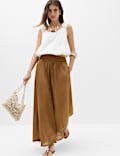 Pantalon de plage 100 % coton &agrave; ourlet bouffant