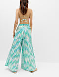 Satin Printed Palazzo Beach Trousers