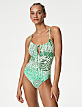Printed Tie Front Swimsuit