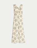Linen Rich Floral Halter Neck Maxi Dress