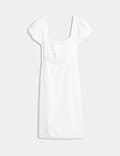Linen Rich Puff Sleeve Mini Shift Dress