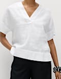 Pure Linen V-Neck Popover Top