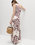 Linen Rich One Shoulder Maxi Shift Dress