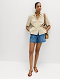 Pure Linen Relaxed Drawstring Shirt