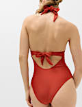 Maillot de bain rembourr&eacute; dos nu &agrave; d&eacute;tail n&oelig;ud