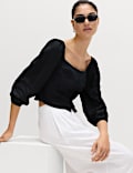 Linen Rich Puff Sleeve Top