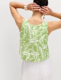 Linen Rich Leaf Print Vest Top