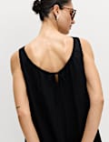 Linen Rich Scoop Neck Mini Swing Dress
