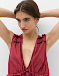 Linen Rich V-Neck Tie Detail Top
