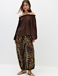 Linen Rich Volume Bardot Blouse
