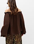 Linen Rich Volume Bardot Blouse