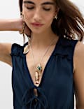 Linen Blend V-Neck Tie Detail Mini Dress