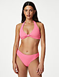Textured Knot Front Bikini Top