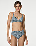 Haut de bikini ampliforme plongeant avec imprimé
