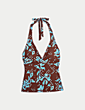 Printed Padded Halterneck Tankini Top