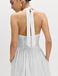 Maxi-Strandkleid mit hohem Leinenanteil und Neckholder