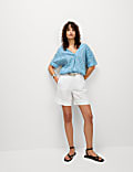 Blusa sin botones estampada de corte informal 100&nbsp;% lino