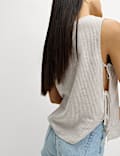 Linen Rich Printed Tie Side Vest
