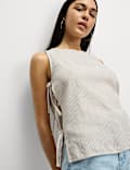 Linen Rich Printed Tie Side Vest