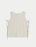 Linen Rich Printed Tie Side Vest