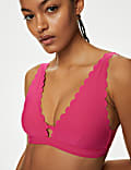 Neoprene Padded Scallop Plunge Bikini Top