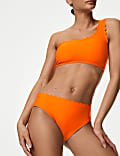 Neoprene Scallop High Leg Bikini Bottoms