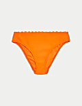 Neoprene Scallop High Leg Bikini Bottoms