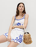 Pure Cotton Embroidered Beach Vest Top