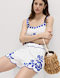 Pure Cotton Embroidered Beach Shorts