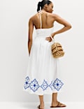 Cutout Embroidered Midaxi Beach Dress
