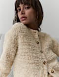 Textured Cardigan with Wool