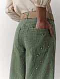 Pure Cotton Twill Studded Barrel Trousers