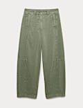 Pure Cotton Twill Studded Barrel Trousers
