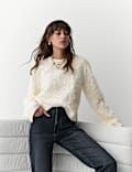 Mesh Crew Neck Lace Detail Jumper