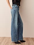 Distressed Mid Rise Straight Leg Jean