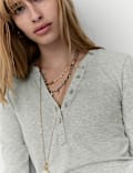 Marled Jersey Henley Top