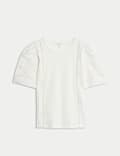 Pure Cotton Embroidered Lace Trim Top