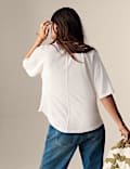 Zuiver katoenen T-shirt met korte mouwen, boxy model