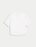 Zuiver katoenen T-shirt met korte mouwen, boxy model