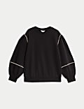 Sweatshirt mit Blousonärmeln aus reiner Baumwolle