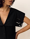 Pure Cotton Embroidered V-Neck Top