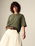 Zuiver katoenen boxy sweatshirt met ronde hals