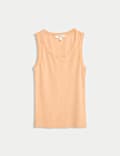 Cotton Rich Ribbed Scoop Neck Fitted Vest