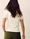 Cotton Rich Ribbed Button Front Top