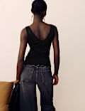 Jersey V-Neck Lace Insert Cami Top