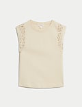 Pure Cotton Lace Insert T-Shirt