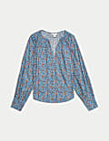 Puur katoenen blouse met V-hals en print