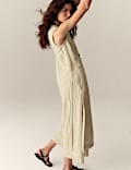 Striped Longline Waistcoat With Linen