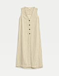 Striped Longline Waistcoat With Linen